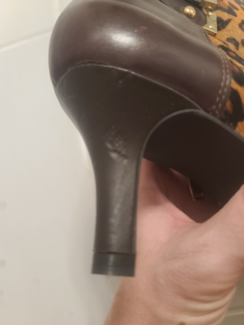 Rockport Leopard Print Ankle Booties with 2.5 Inch Heel & Gold Accents - Picture 6 of 11